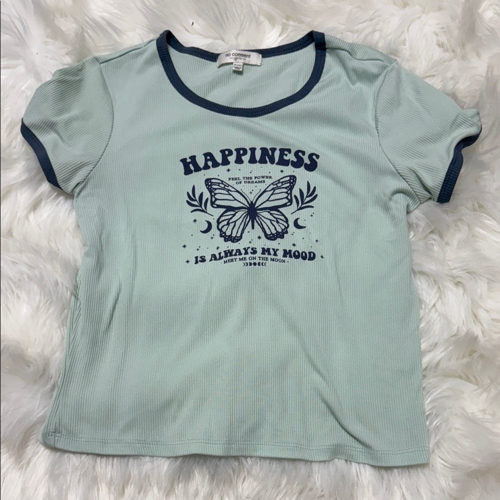 Mint Green Tee with Butterfly Design B4